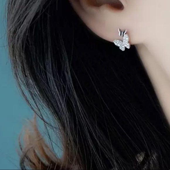 Sterling Silver 925 Butterfly 🦋 Stud Earrings - Picture 2 of 5